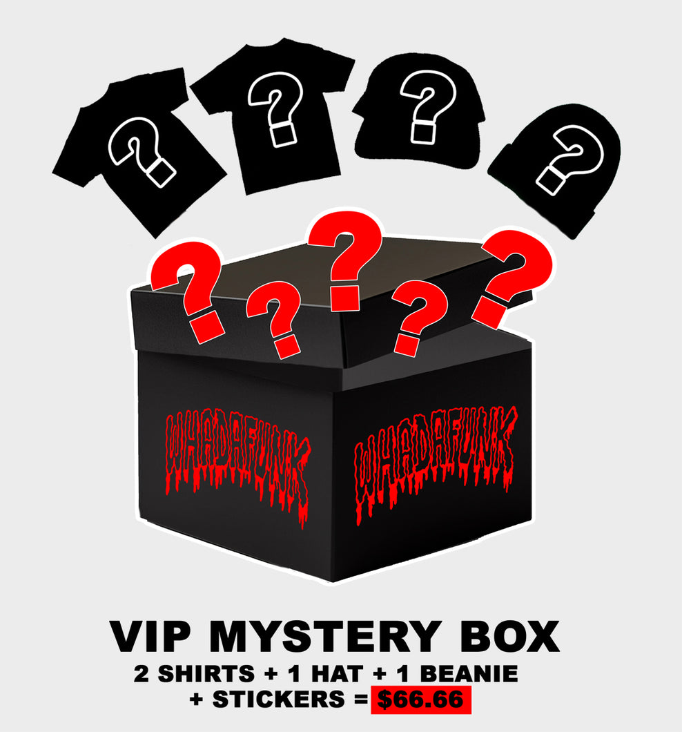 Whadafunk $66.66 Mystery Box featuring exclusive streetwear surprises.