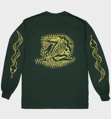 WHADAFUNK Military Snake Long Sleeve Tee – Bold Snake Graphic Streetwear Shirt.